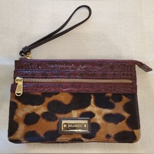 Vintage Brahmin Red Wine Grenada Jillian Wristlet Clutch Leopard Hard to Find